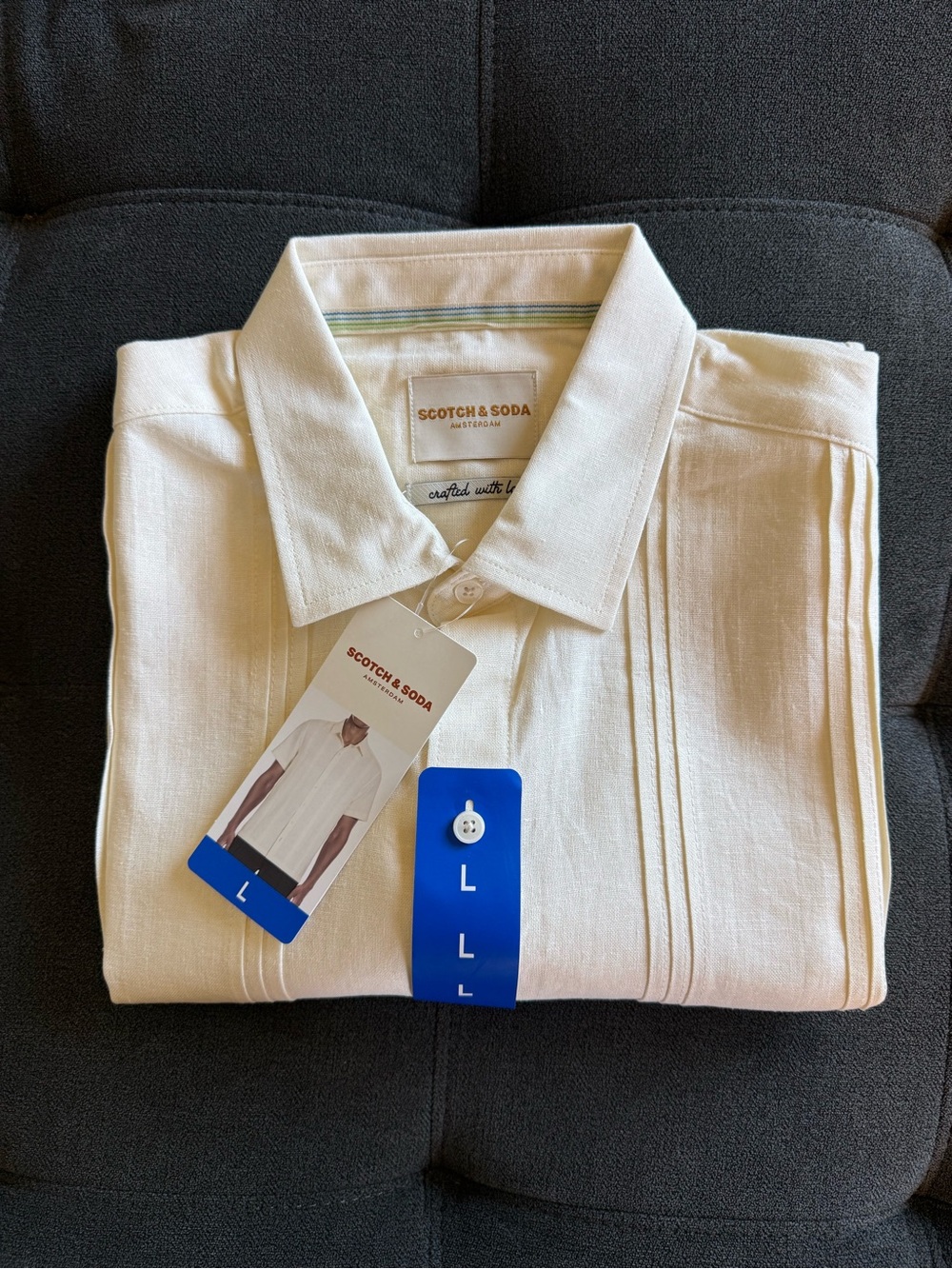 Scotch & Soda Men's Cream Short-Sleeve Button-Down Shirt